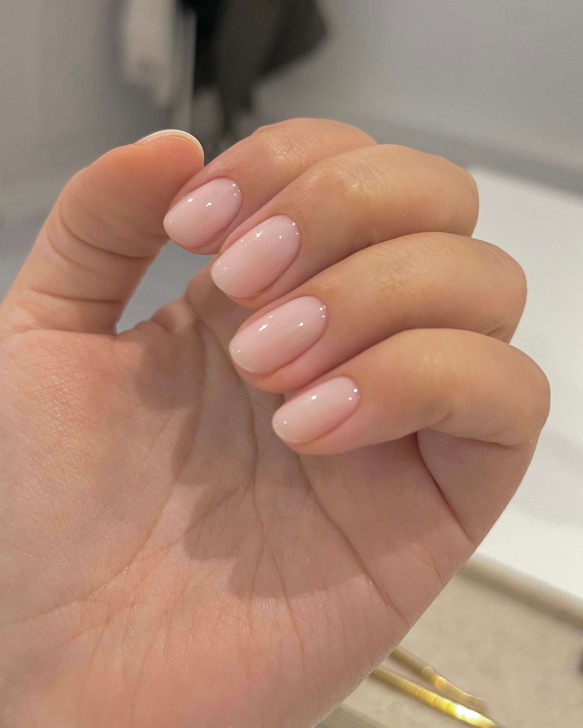Nude pink gel polish by Chelsea Barker