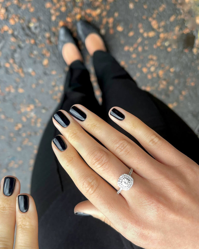 Black gel polish nails by Chelsea Barker