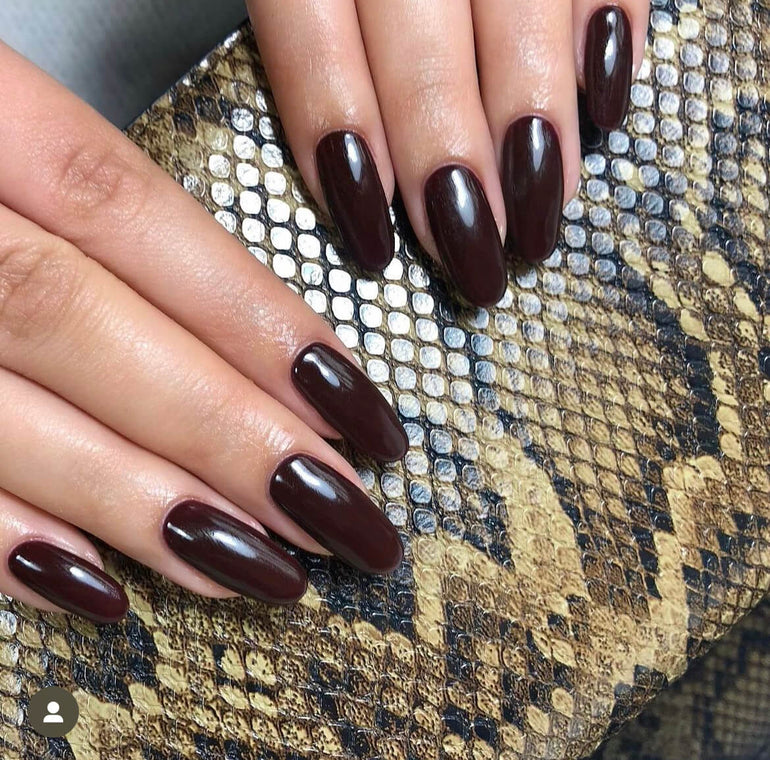 Deep maroon gel nails by Danielle Moore