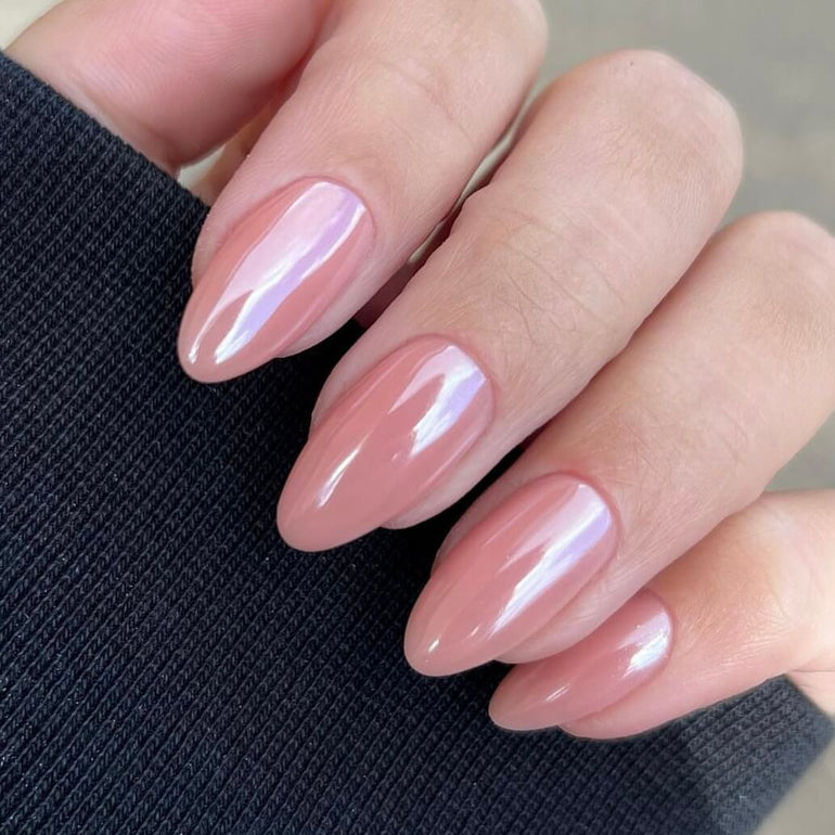 Pink pearl finish gel nails by Kendal Gazal