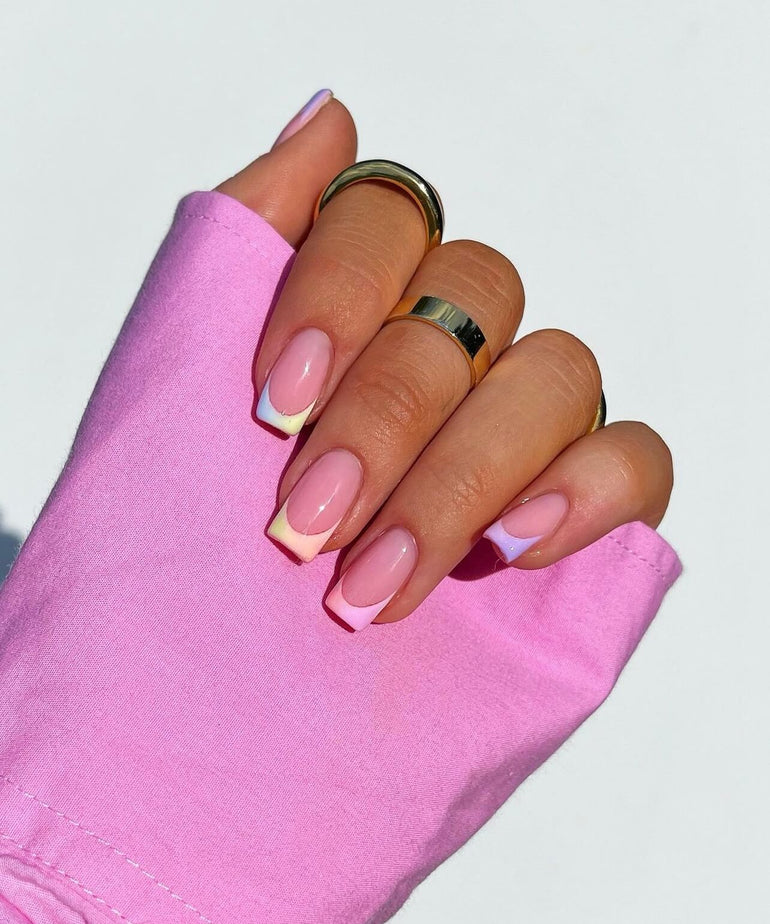 Pastel gradient nail tips by Joely Frain