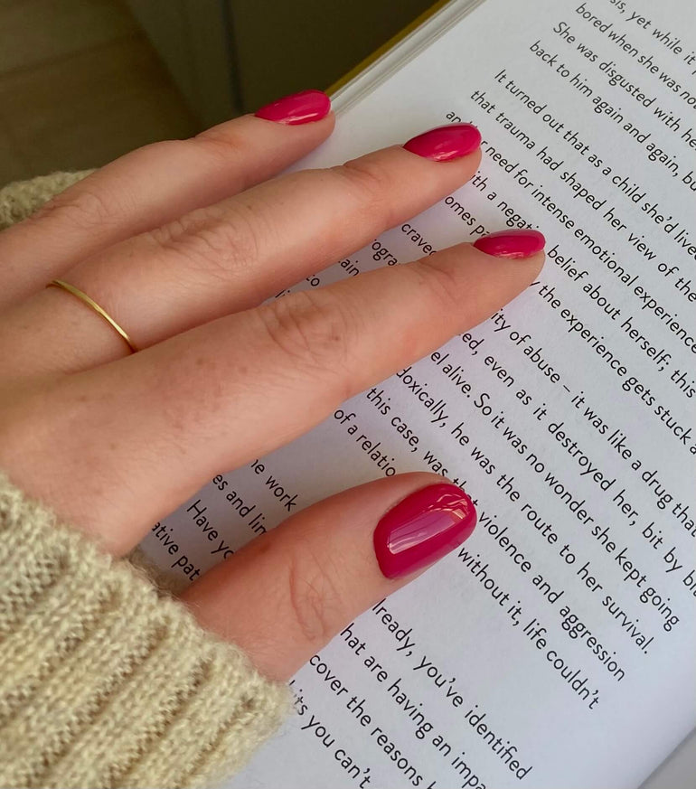 Deep pink gel nails by Lauren Mcnair