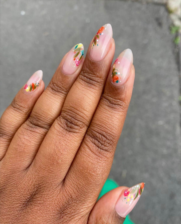 Delicate floral nail art by Danielle Moore