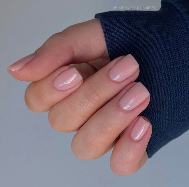 Nude gel nails by Hollie Barker